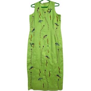 Daisy L vintage lime green fish ocean beach dress. Size M/L